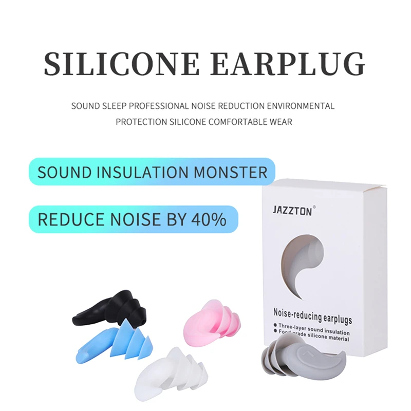 

1Pair Earplugs Soft Silicone Swim Waterproof Anti-noise Sleep Protective Ear Plugs