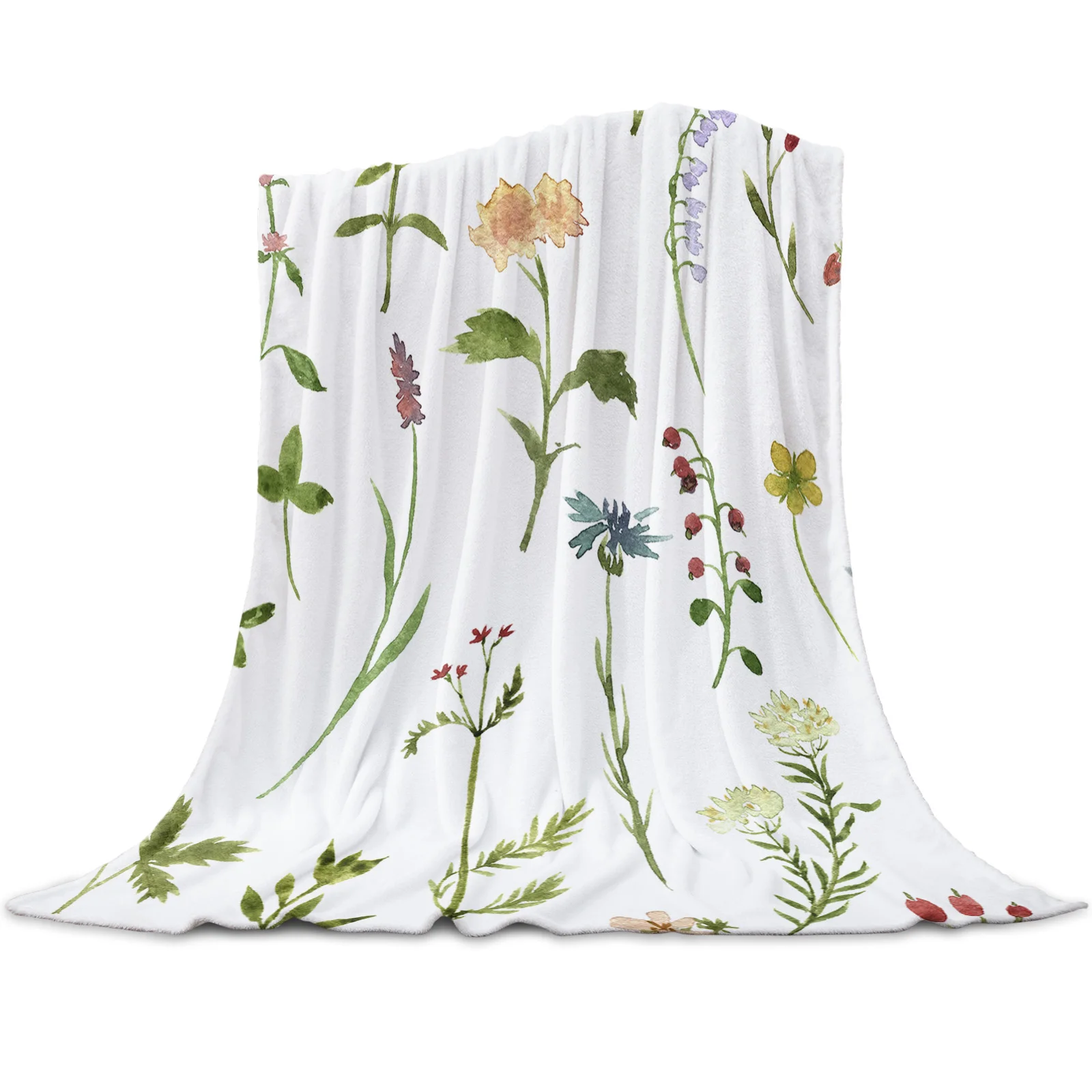 

Herbal Flowers Floral Blanket Flannel Winter Sheet Bedspread for Bed Sofa Travel Bedding Warm Fleece Throw Blankets