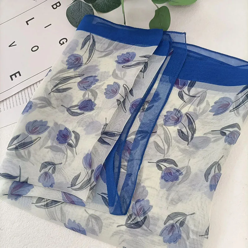 Женская летняя шифоновая повязка на голову с изображением магнолии