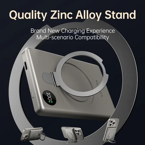 KUULAA Power Bank 10000 мАч Магнитная батарея с подставкой Внешняя батарея Быстрая зарядка для iPhone 16 15 14 13 PowerBank