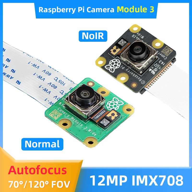 Официальный модуль камеры Raspberry Pi 3 12MP IMX708 датчик Автофокус SNR DPC PDAF опционально 75 ° 120 ° черный ночное видение для Pi 4B