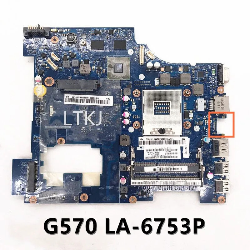 PIWG2 LA-6753P Free Shipping Mainboard For LENOVO G570 Series Laptop Motherboard HM65 DDR3 HD 6630M DDR3 100% Full Working Well