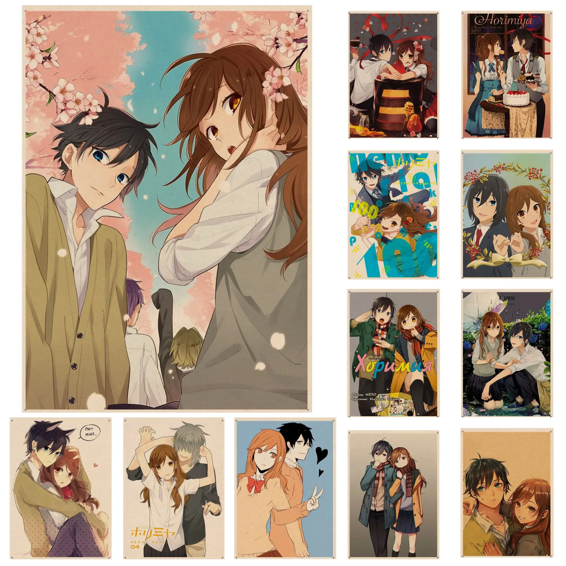 Винтажные постеры из аниме «хоримия» в японском классическом стиле, украшение для гостиной, бара, милый Декор для комнаты