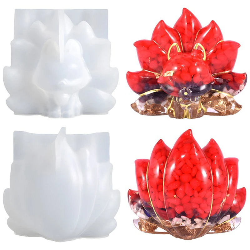 

Cute 3D Nine Tail Fox Swing Table DIY Crystal Epoxy Resin Mold Jewelry Silicone Mold for Making Epoxy Casting Resin Decoration
