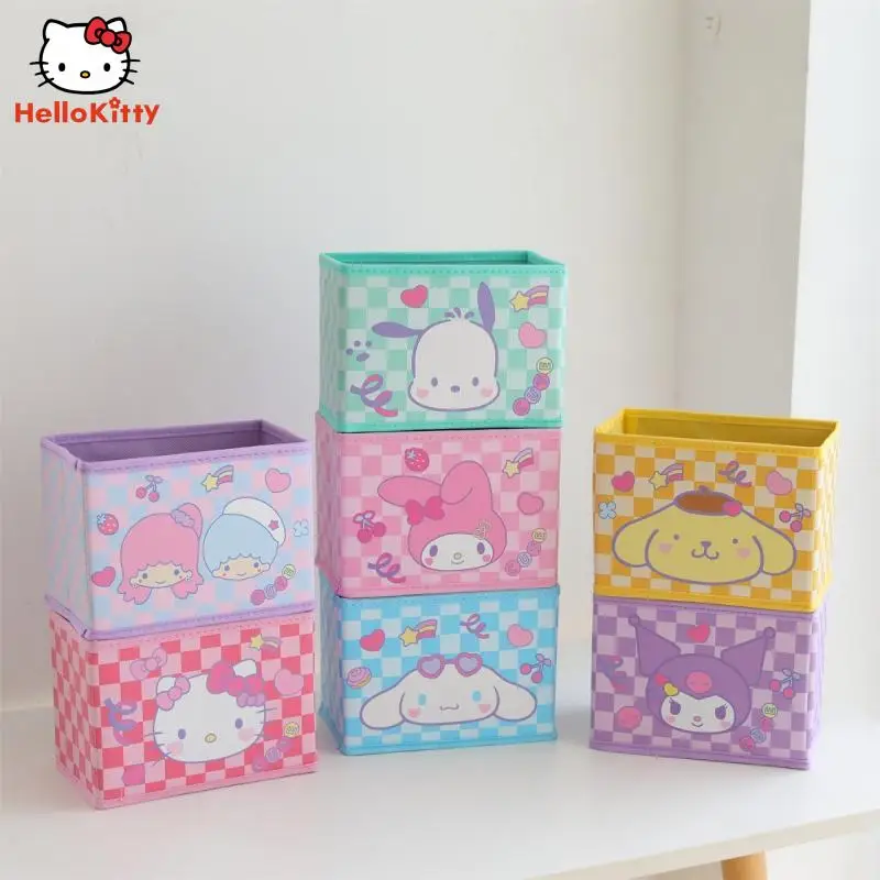 

Ящик для хранения Hello Kittys Sanrios Cinnamoroll Аниме настольный складной косметический аккуратный канцелярский аксессуар маленькая коробка