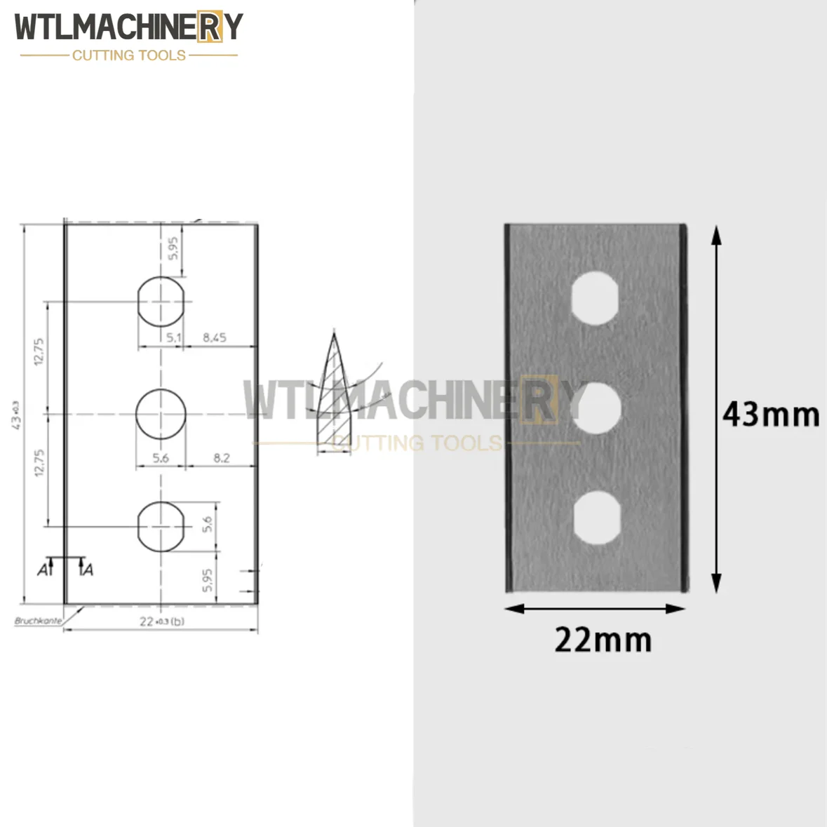 

Лезвия для продольной резки WTLMACHINERY, углеродистая сталь, 10 шт.