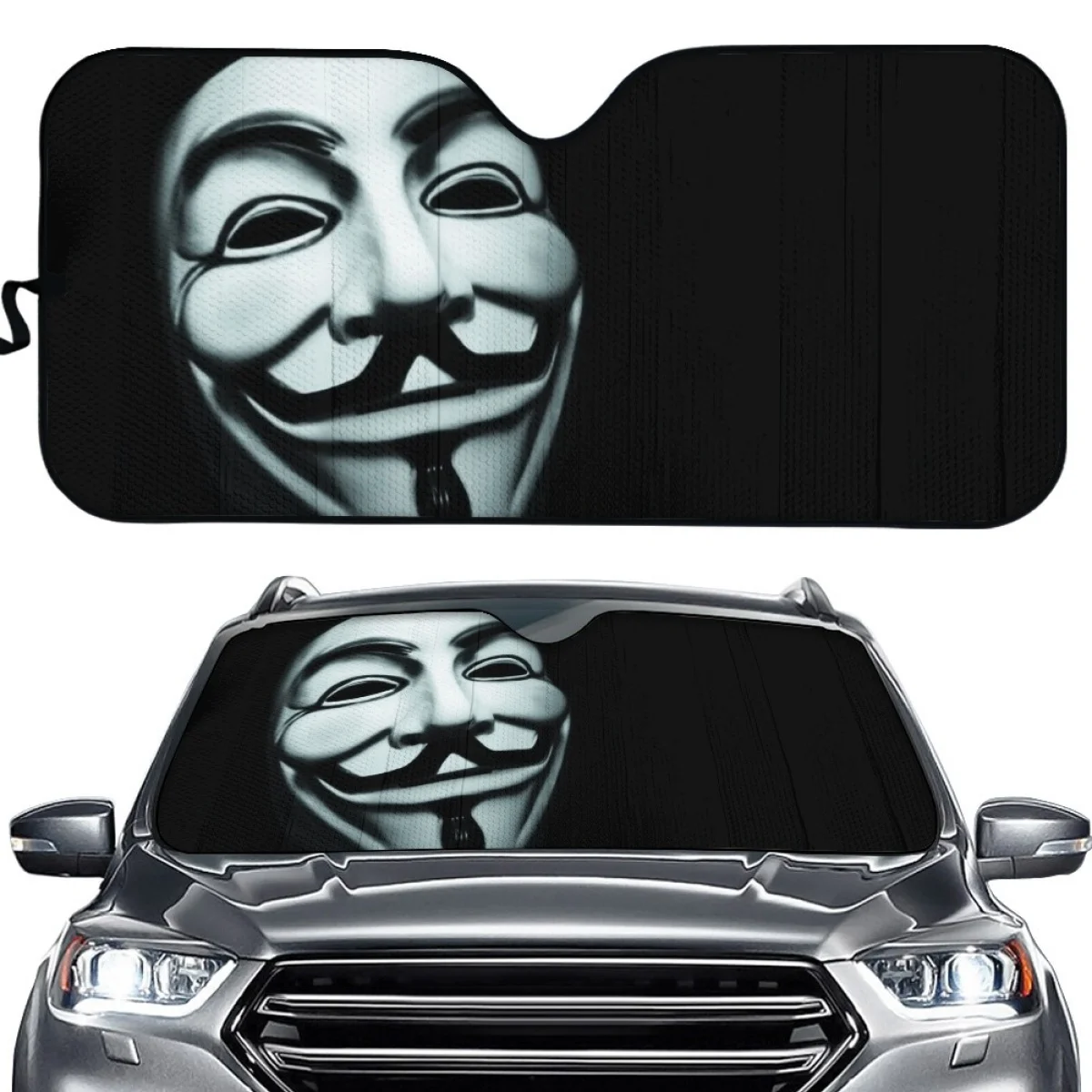 

Автомобильный солнцезащитный козырек для лобового стекла INSTANTARTS, V-персонаж, вращение, фильм, защита от УФ-лучей, универсальные автомобильные аксессуары