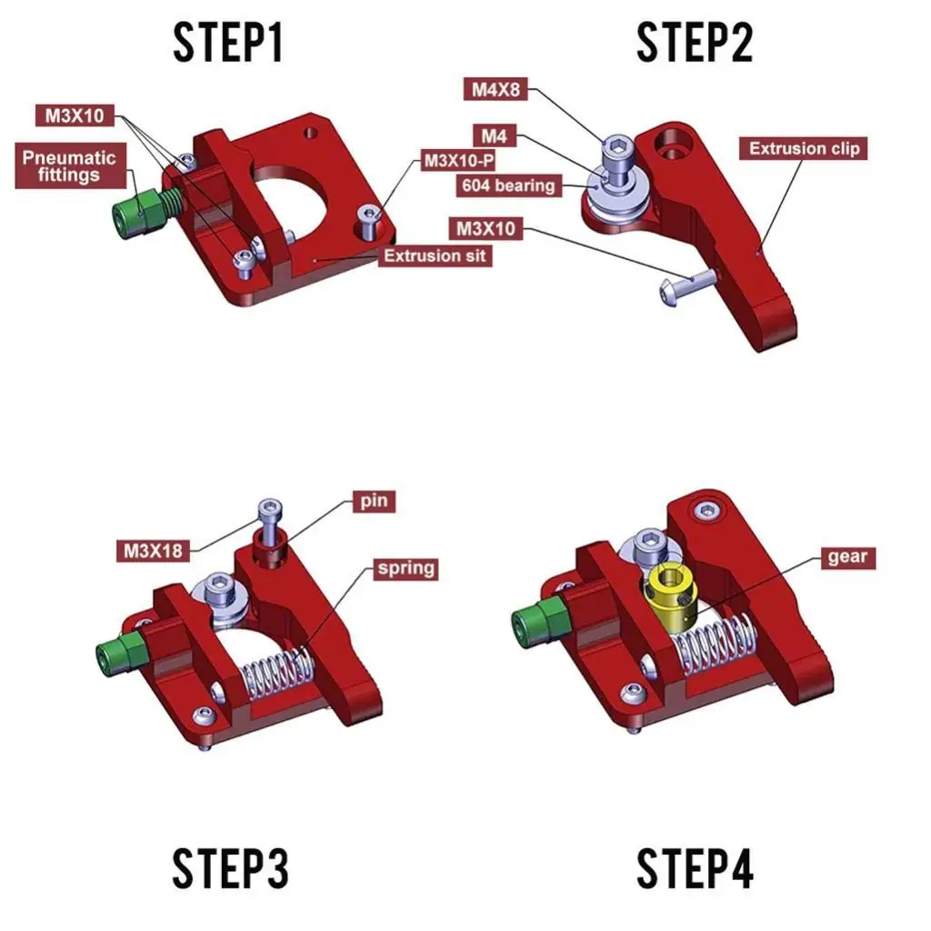 Экструзионный экструдер Drive Red Right MK8 для Ender 3 CR10 CR10S PRO CR8 (art.: 3920d005a62df) - 3920d005a62df
