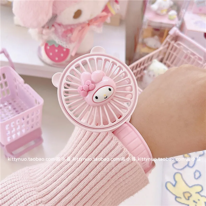 Kawaii Sanrios Mini Fan Kuromi My Melody Cinnamoroll помпон пурин Мультфильм милая девушка сердце летние