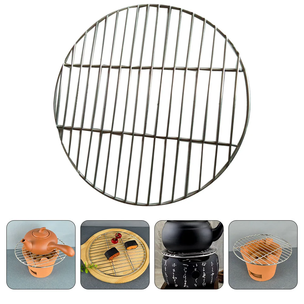 

Grill Mesh Bbq Net Barbecue Tray Grate Grilling Round Wire Rack Camping Heat Resistant Steel Plate Stainless Mat Heater Pot Tea