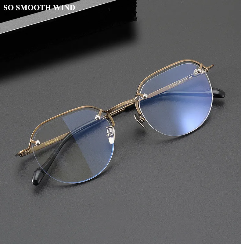 Japanese Pure Titanium Half-frame Glasses Frame Men Women Ultra-light Optical Frame Eyeglasses Myopia Prescription Spectacles