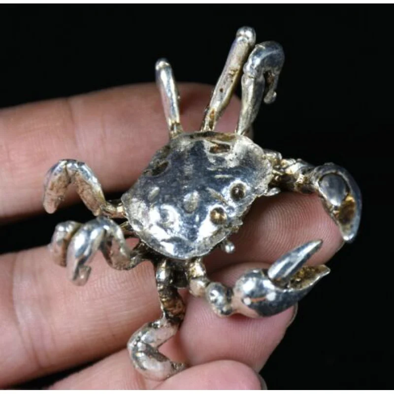 

5.5cm Rare Chinese Old Miao Silver Feng Shui Crab Lucky Necklace Pendant