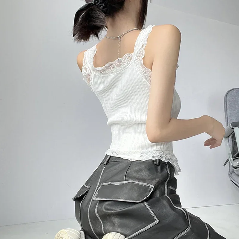 Новые сексуальные универсальные простые кружевные шикарные топы на бретелях для