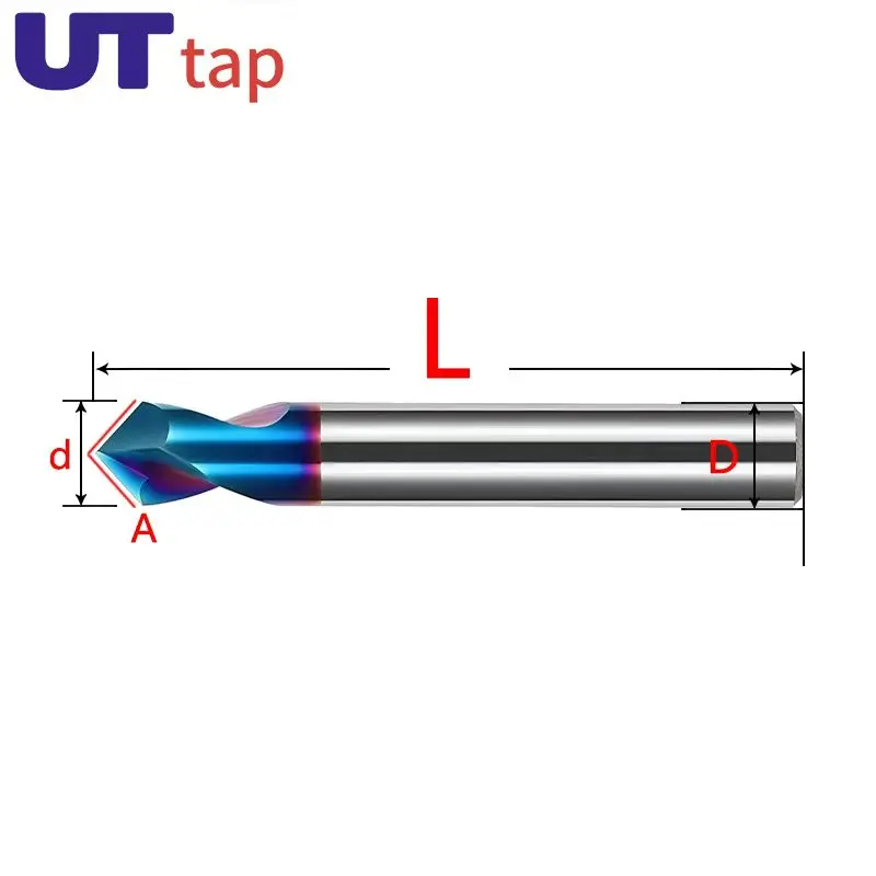 

UT TAP твердосплавное точечное сверло, направляющее сверление для снятия фаски по металлу, инструмент 60, 90, 120 градусов, вольфрамовая сталь, центрирующее сверло
