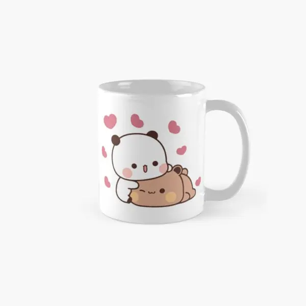 

Panda Bear Hugs Love Classic Mug Gifts Printed Picture Tea Photo Cup Handle Round Coffee Drinkware Image Design Simple