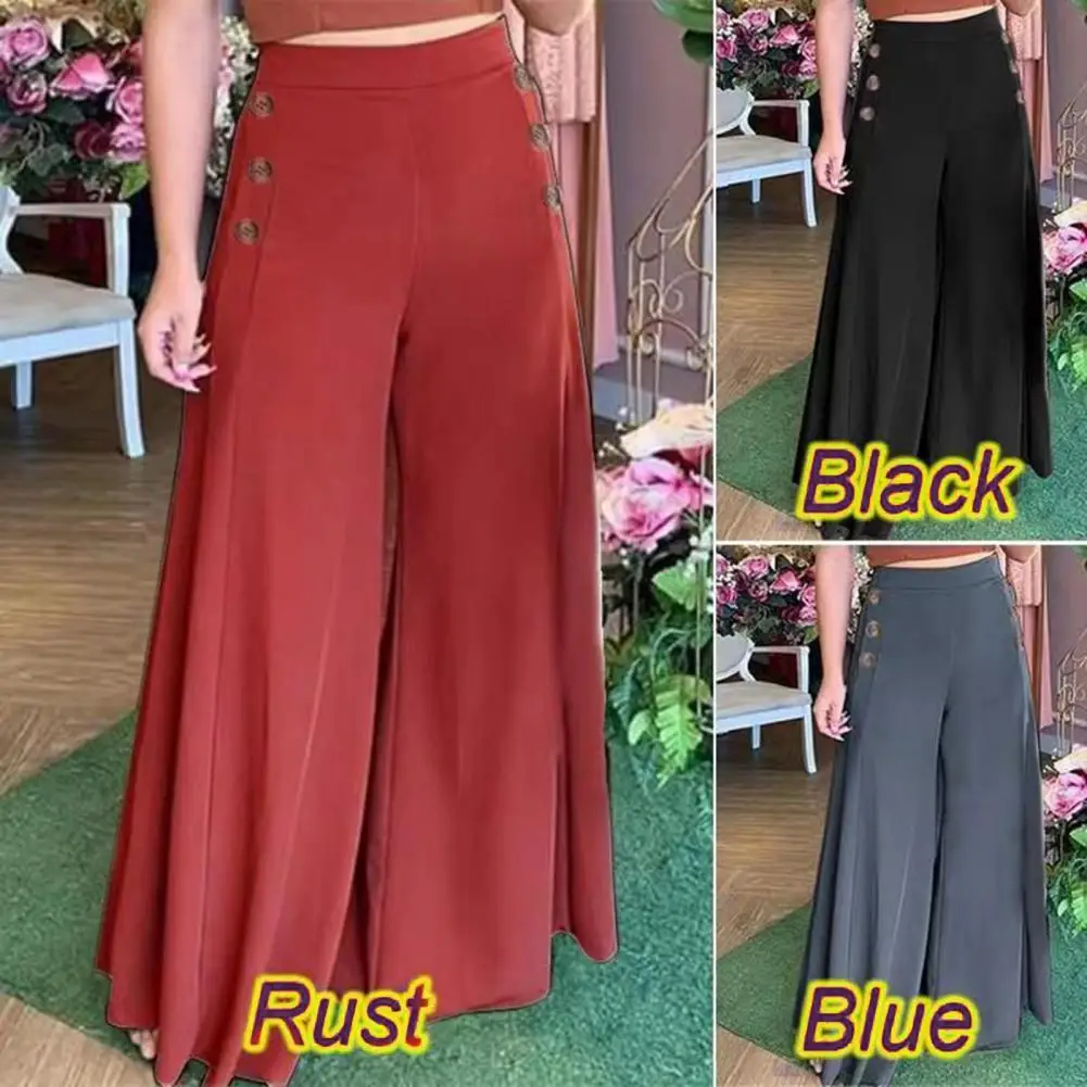 

Women Elegant High Waist Wide Leg Pants 2022 Spring Vintage Flare Trousers Casual Solid Zipper Pantalon Female
