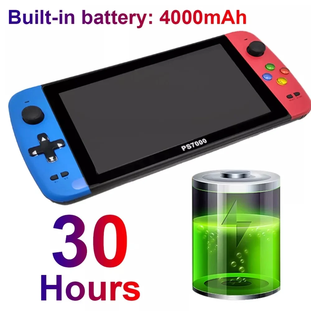 Enlarge 2022 New PS7000 Video Game Console 7 Inch Quad-Core HD LCD Screen 4000+ Games Retro Game Console Portable Handheld Game Player