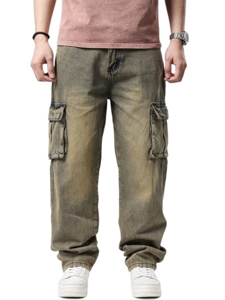 VXO Jeans Men Camouflage Patchwork Mens Elastic Stretch Denim Pants Male Brand Jeans Fat Pants Fit Body Weight 140-200 kg