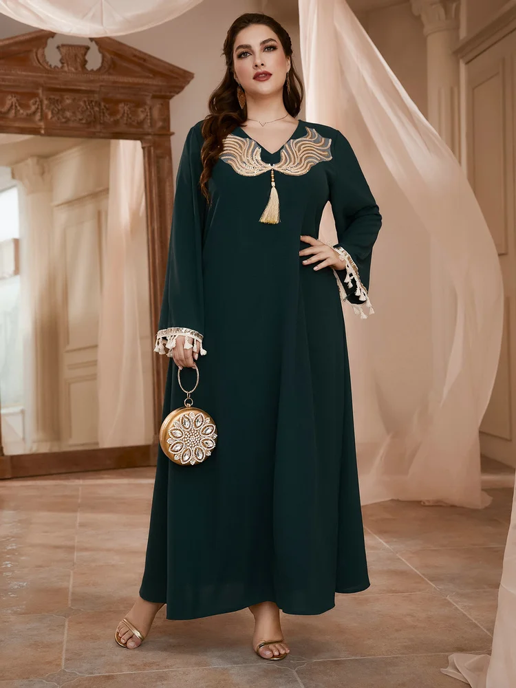 

TOLEEN Women Plus Size Large Elegant Maxi Dresses 2023 Ladies Long Sleeve Abaya Oversized Muslim Party Evening Festival Clothing