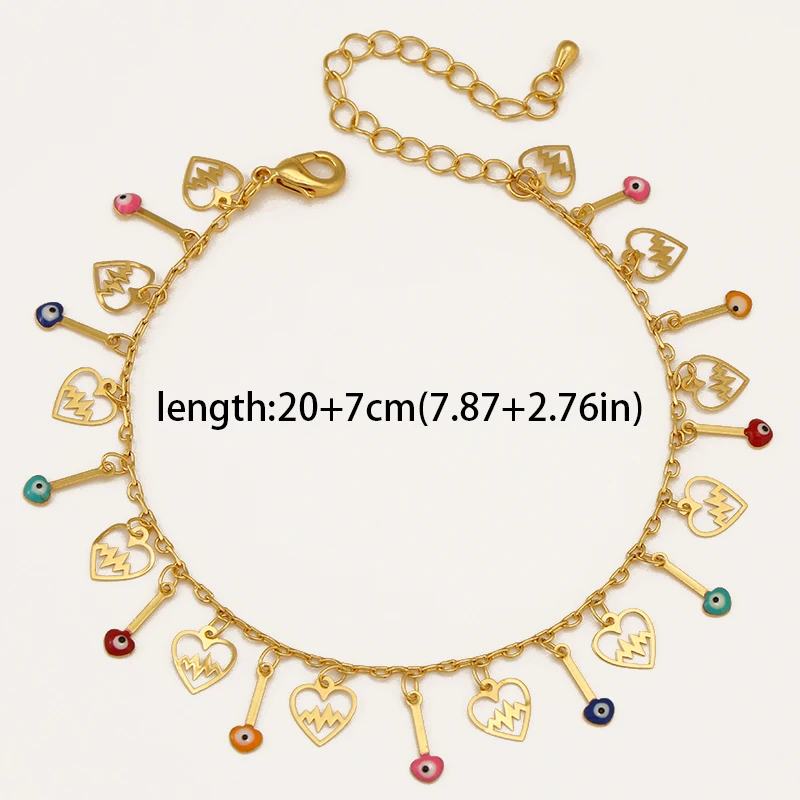 KDE Fashion Bohemia Eyes Tassel Anklets for Women Girls Mom Summer Beach Gold Color Ankle Chain Charm Jewelry