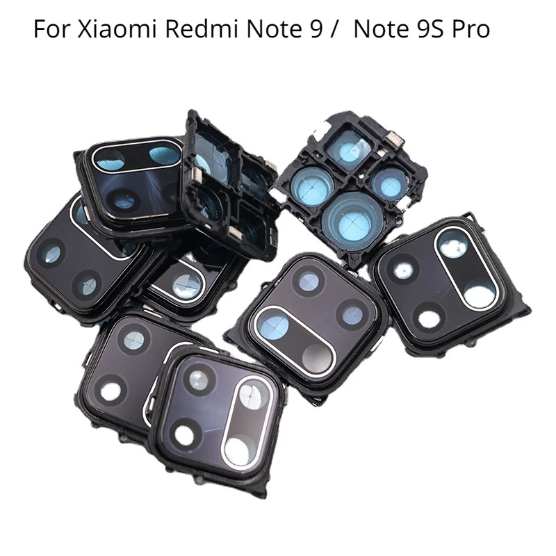 

New For Redmi Note 9S Note 9 ProRear Camera Glass Lens Cover + Back Camera Frame Holder Replacement