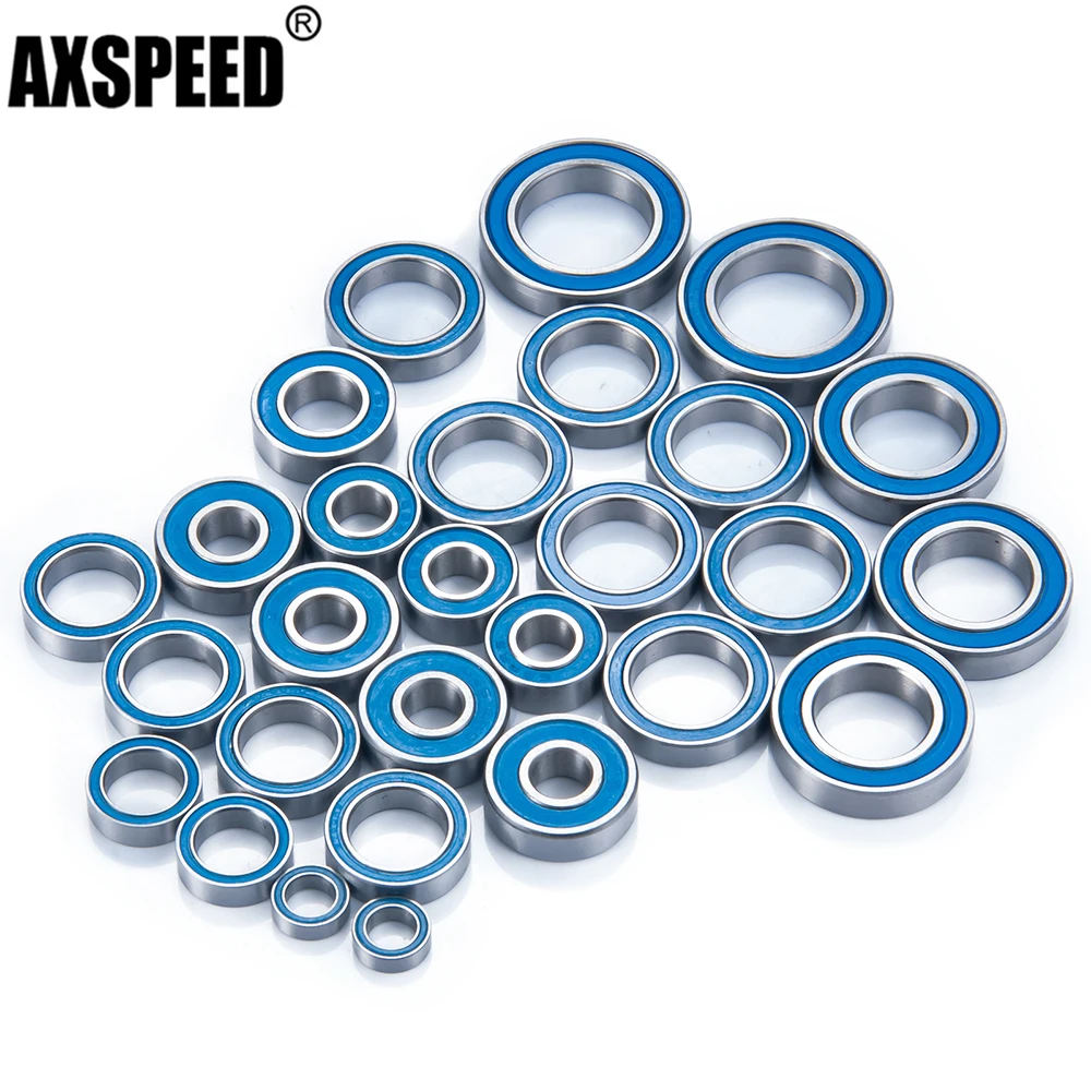 

AXSPEED 28Pcs Complete Ball Bearing Kit Chrome Steel for 1/10 Traxxas Maxx WideMaxx Small X 89086-4 RC Crawler Car Upgrade Parts