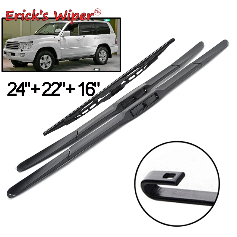 

Комплект передних и задних щеток стеклоочистителя Erick для Toyota Land Cruiser 100 J100 1998-2007, лобовое стекло, лобовое стекло, 24 "22" 16"