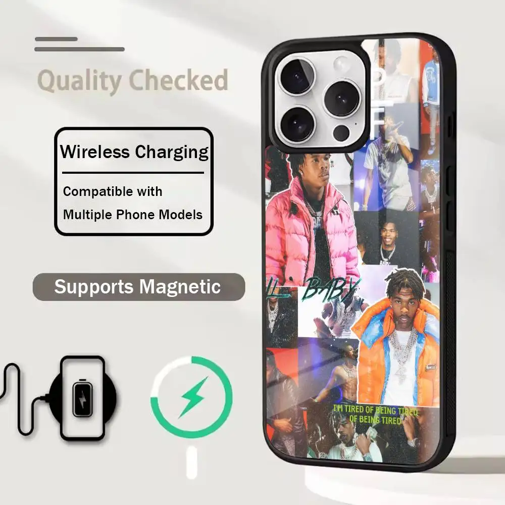 Фото Крутой чехол для телефона с уникальным дизайном в стиле рэпера L-Lil Baby для iPhone 17, 16, 15, 14, 13, 12, 11 Plus, Pro, поддерживает магнитную беспроводную зарядку №3