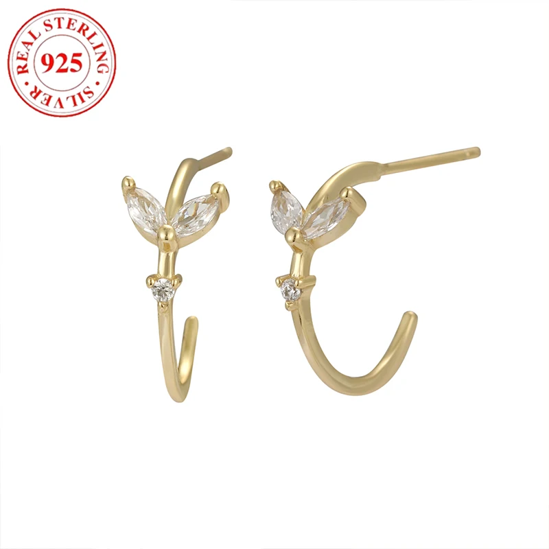 925 пробы серебряные сверкающие бриллианты C-образные женские серьги