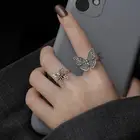 Женское винтажное Открытое кольцо ANENJERY, серебряное регулируемое кольцо в виде бабочки