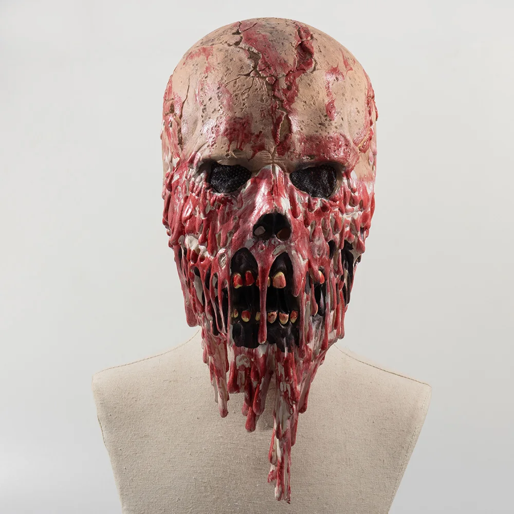 Маска ужаса кровяного черепа косплей страшный скелет полное лицо латексные