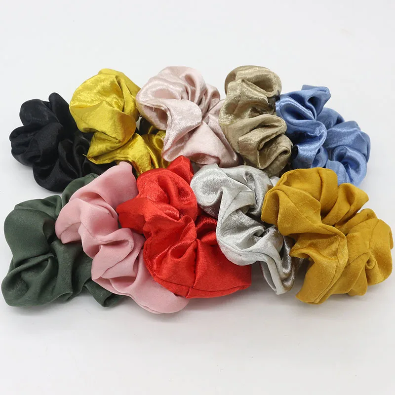 

Silky Satin Elastic Hair Bands Scrunchies Elastic Solid Color Hair Tie Rope Ring Ponytail Simple Style Hair Accessories
