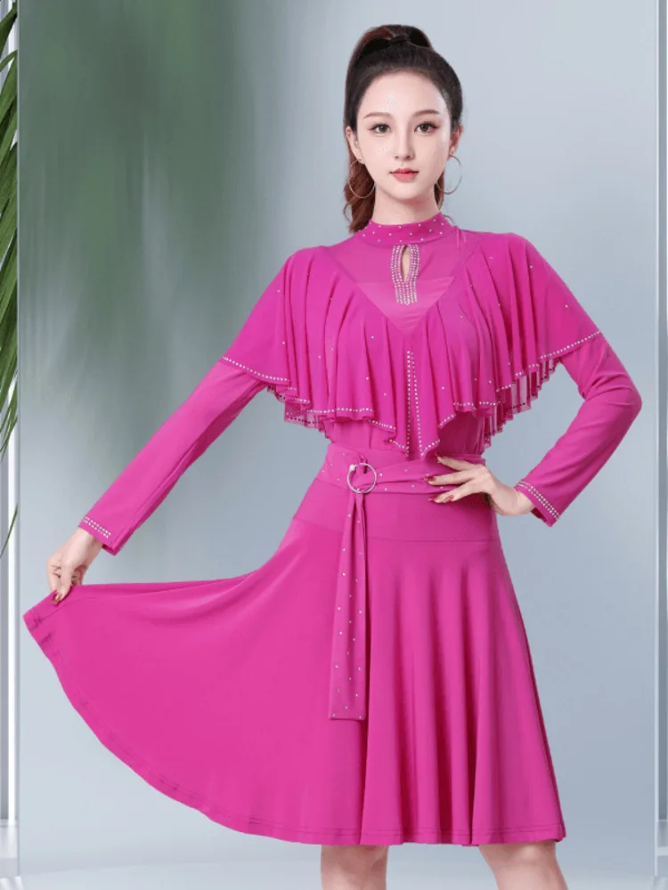 Женская юбка для бальных танцев Однотонная с завышенной талией