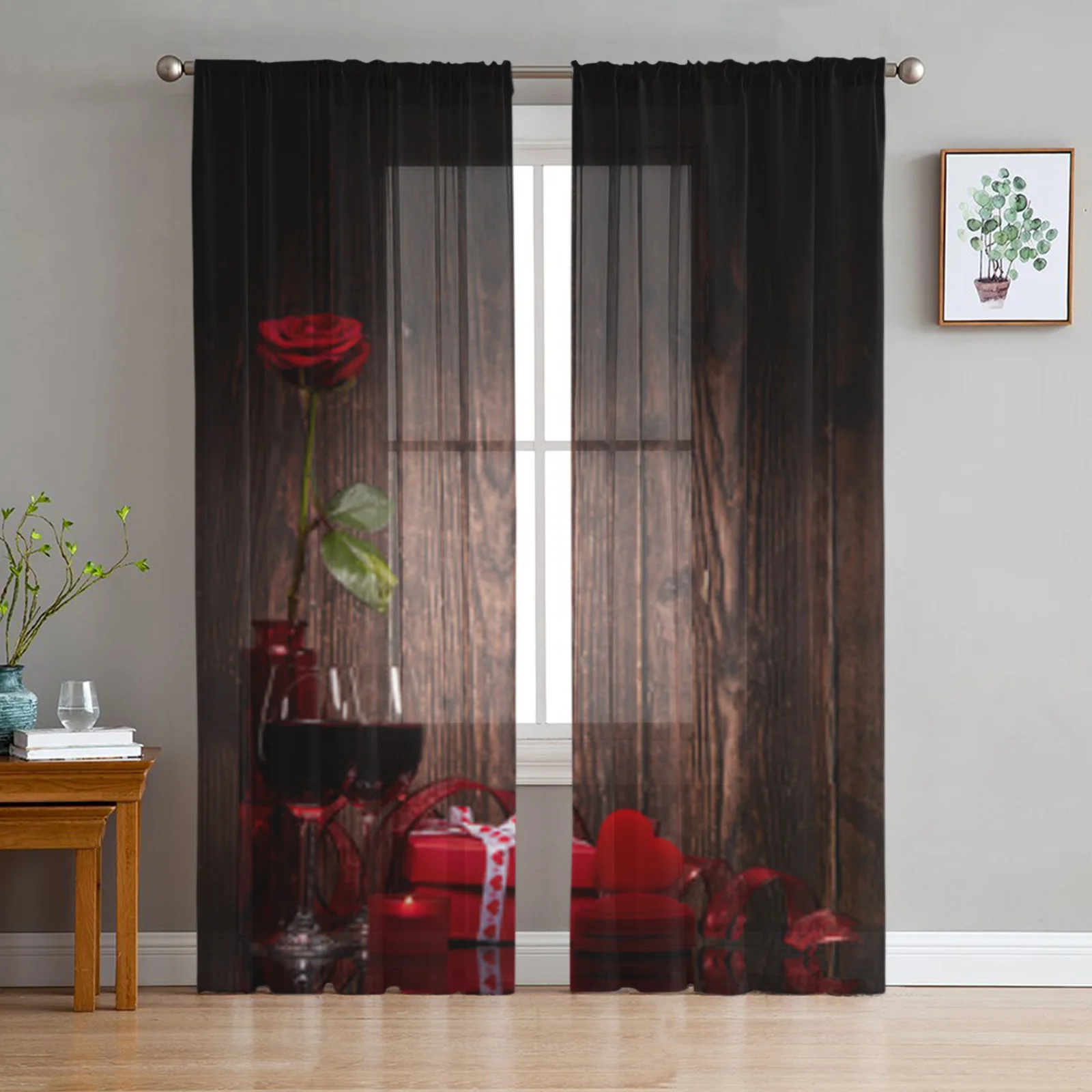 

Тюлевые шторы с винным стеклом и подарочной коробкой, прозрачные Занавески для кухни, окна, гостиной, современные занавески из вуали для спа...