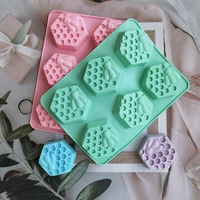 new 6 cavities honeybee pattern silicone soap mold 3d diy handmade soaps making mould cake decoration baking tools
