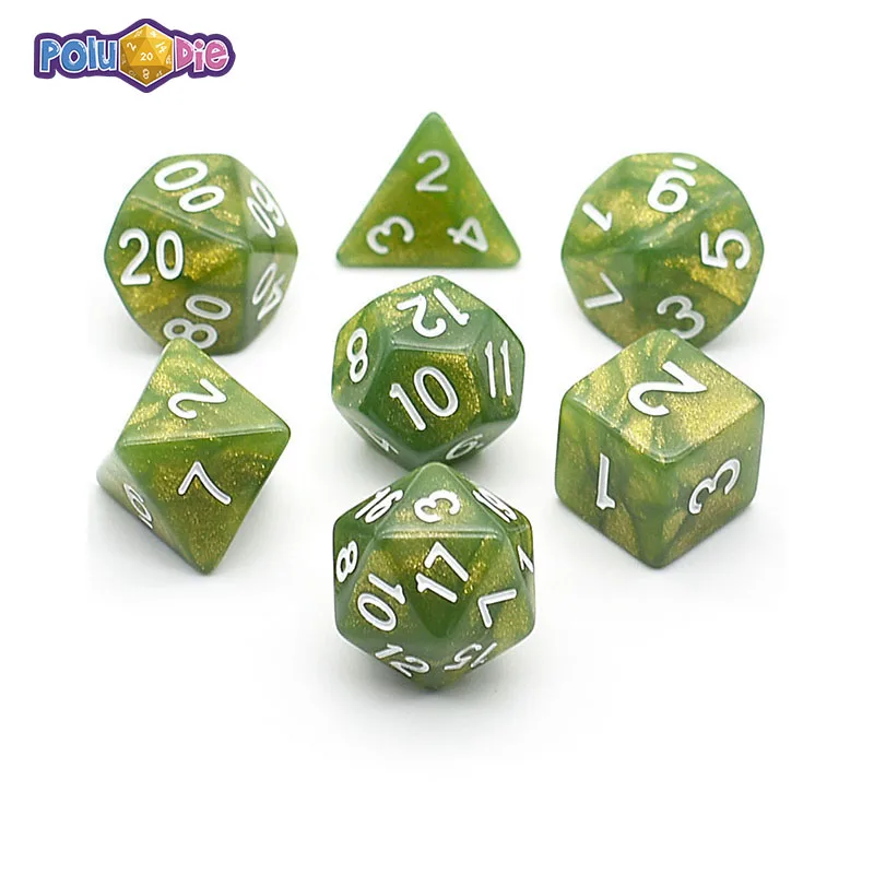 

Poludie 7 шт./компл. зеленые блестящие фотообои набор D4 D6 D8 D10 D % D12 D20 полигедрические кости для ролевых игр D & D ролевая игра MTG