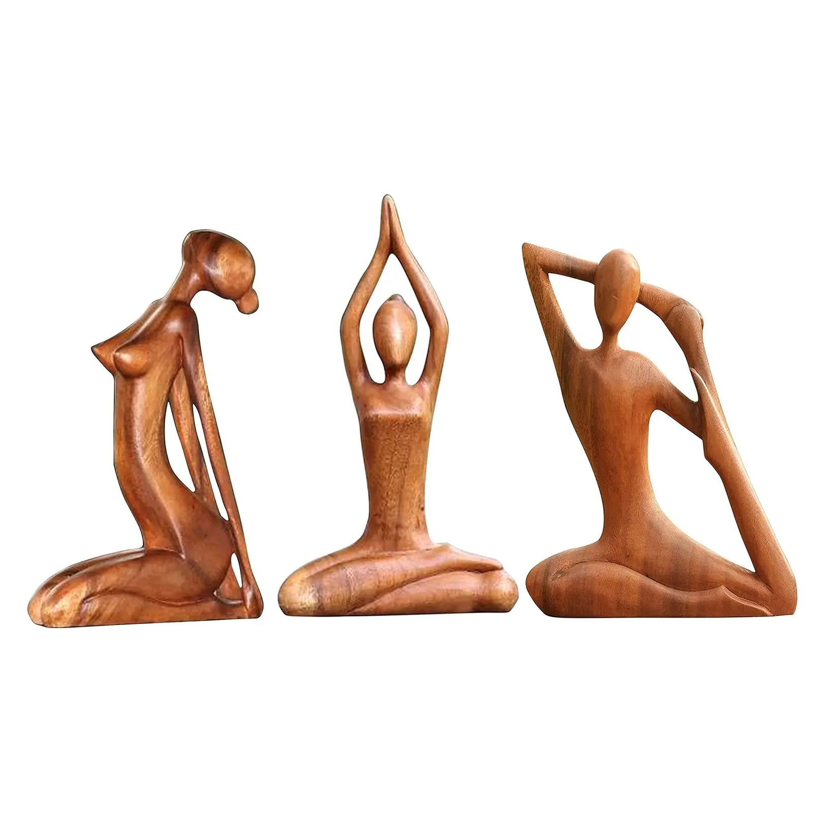 

Handmade Abstract Yoga Pose Sculpture Wooden Yoga Meditation Statue Wood Carving Creative Tabletop Ornaments for Home Galleries