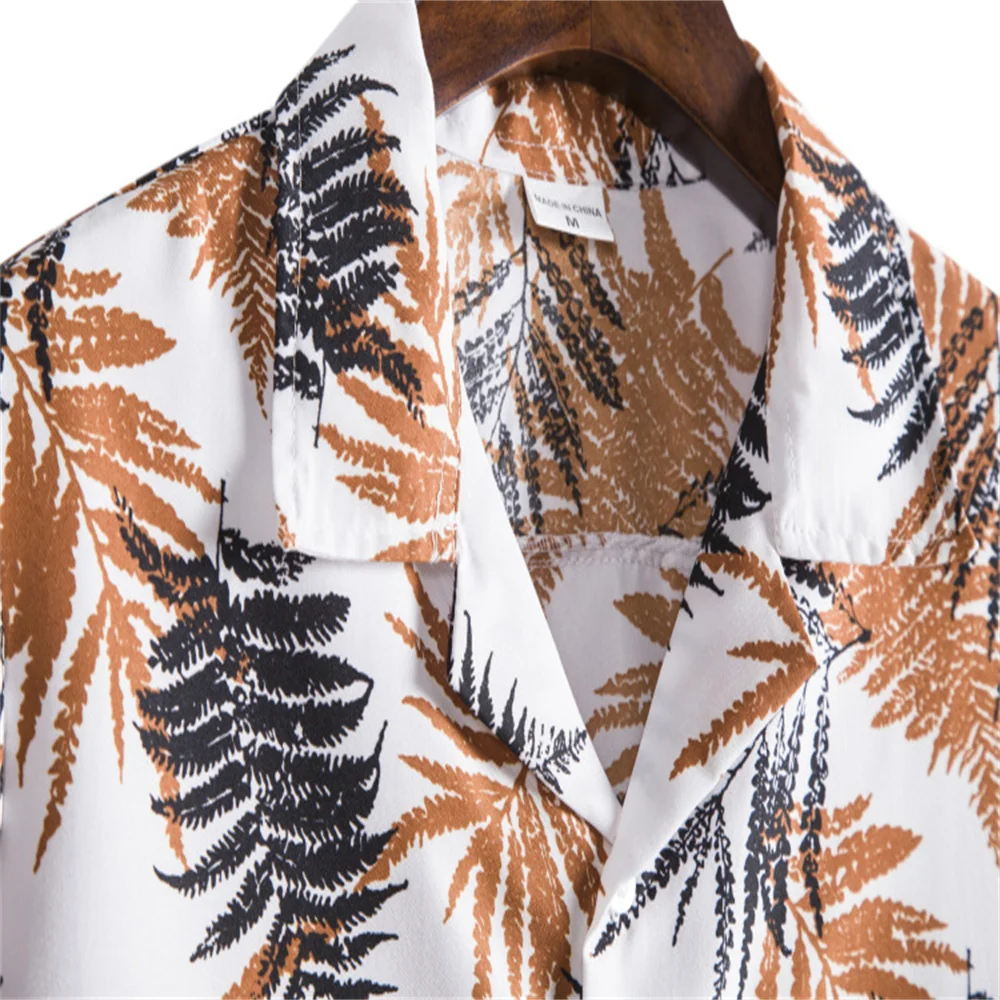 Men's Hawaiian Shirts Fashion Casual Button Print Tops Beach Short Sleeve Quick Dry Blouse M-3XL