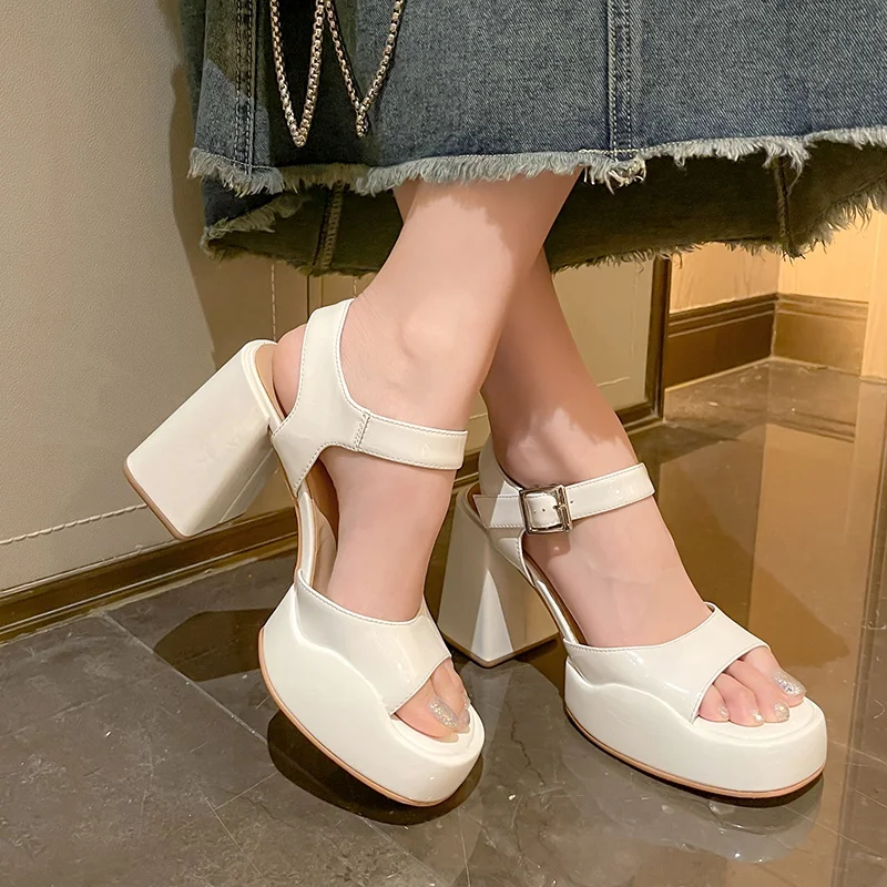 high heels shoes woman pumps platform sandals female slippers buckle party wedding shoes slingbacks ladies leather beach sandals
