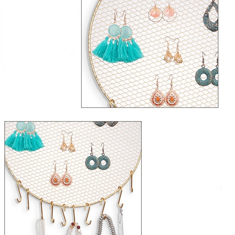 Circular Wall-mounted Jewelry Organizer Home Art Jewelry Earrings Necklace Bracelet Ring Storage Rack Jewelry Display Stand