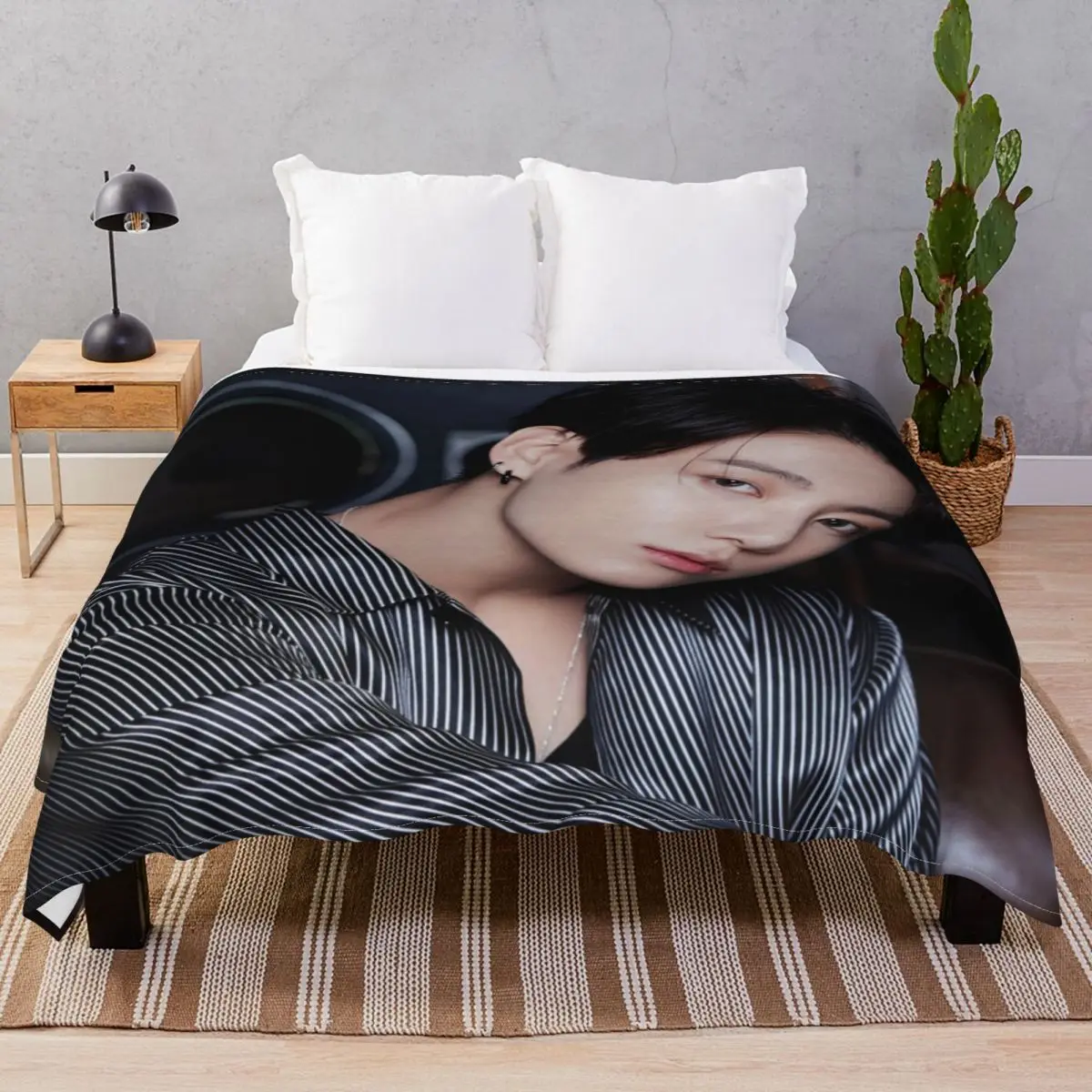 BE JUNGKOOK 2 Blankets Fleece Summer Lightweight Thin Unisex Throw Blanket for Bedding Sofa Camp Cinema