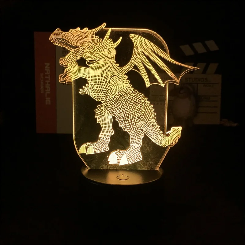 

3D Lamp Nightlight Alarm Clock Base Light Western Dragons Color Changing Delivery Boys Living Room Desk Cool Decoration