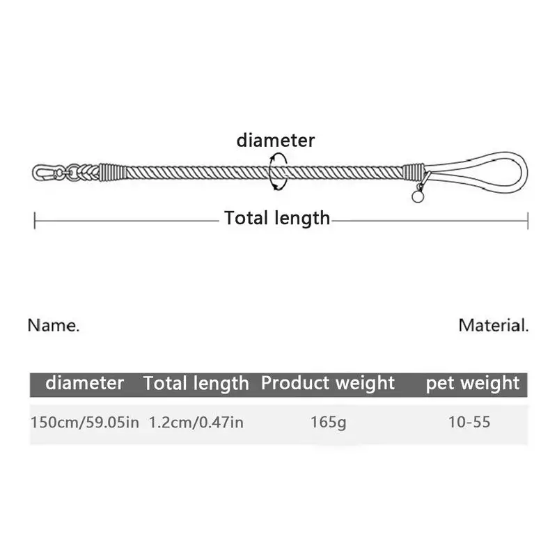 Mocne smycze dla psów Smycze szczeniąt 5 stóp Wytrzymałe linowe Chodzące wielokrotnego użytku Wielofunkcyjne szkolenie Grube