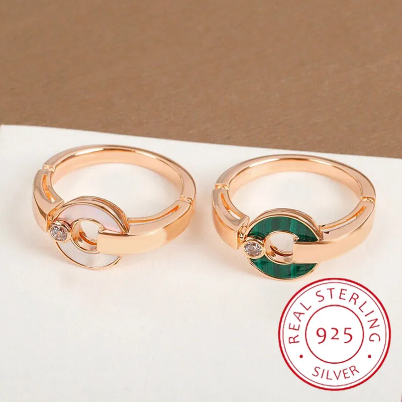 

Classic 925 Sterling Silver Inlaid with Natural Stone Ring for Women's Light Luxury Fashion Brand Party High Grade Jewelry