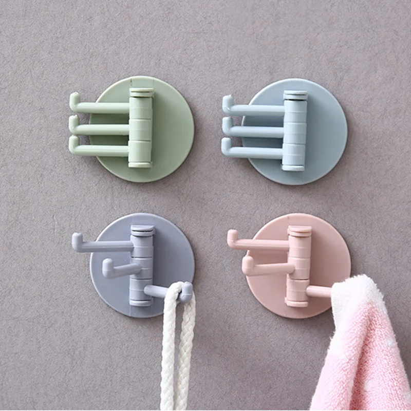 

Three Branch Rotatable Seamless Adhesive Hook Strong Bearing Stick Hook Kitchen Wall Hanger Bathroom Kitchen Hooks Dropshipping