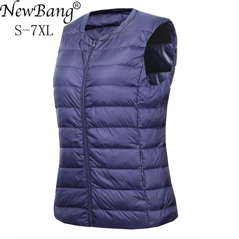 

NewBang Brand 6XL 7XL Large Size Waistcoat Women's Warm Vest Ultra Light Down Vest Women Portable Sleeveless Winter Warm Liner