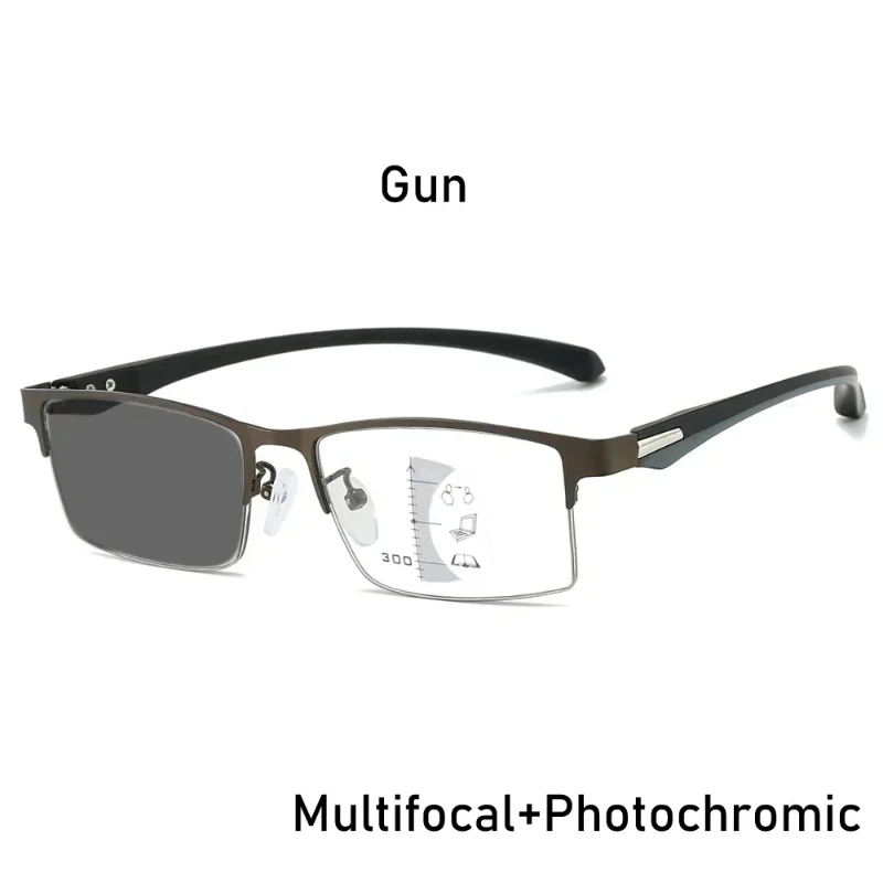 Мужские фотохромные очки для чтения в полуоправе новые модные мультифокальные