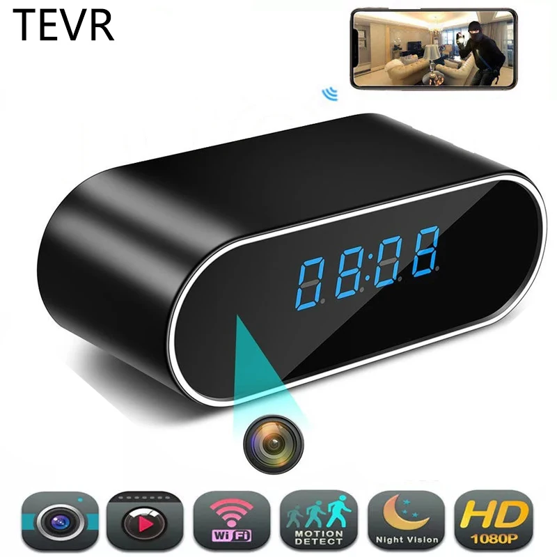 

2022 1080P HD Часы камера беспроводная Wi-Fi микро камера ИК Ночное Видение будильник видеокамера цифровое видео мини DVR маленькая камера TEVR