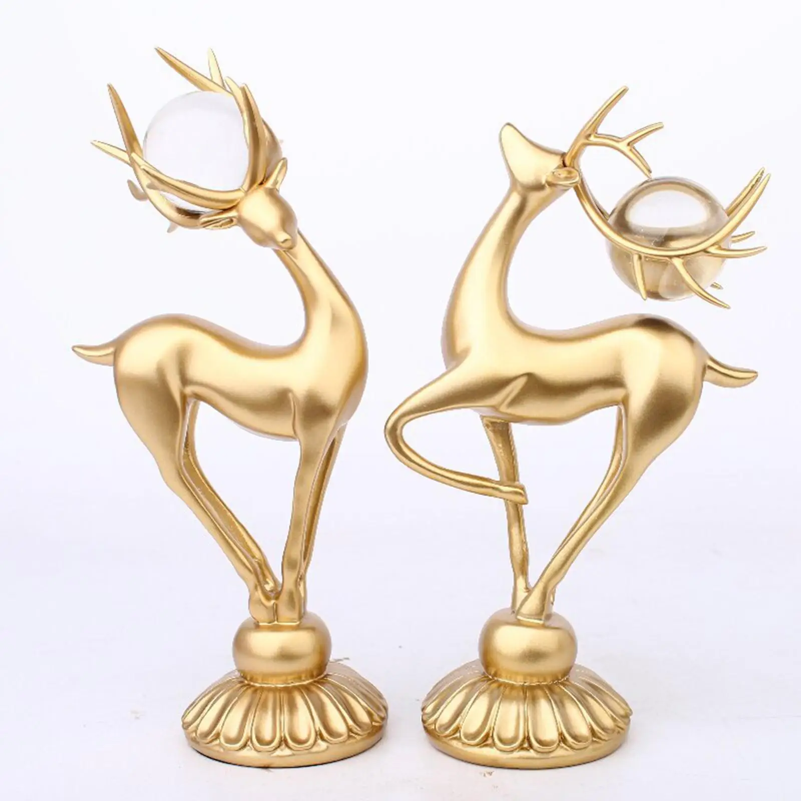 

2x Modern Deer Figurines Reindeer Sculptures Couple Elk Resin Statues for Livingroom Dining Room Wedding Housewarming Office