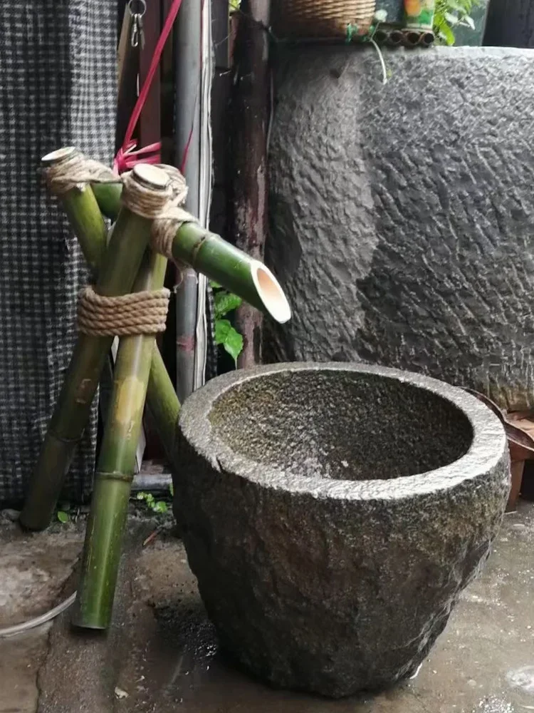 Милая миска из бамбука в японском стиле с оленем садовая каменная чаша ландшафт